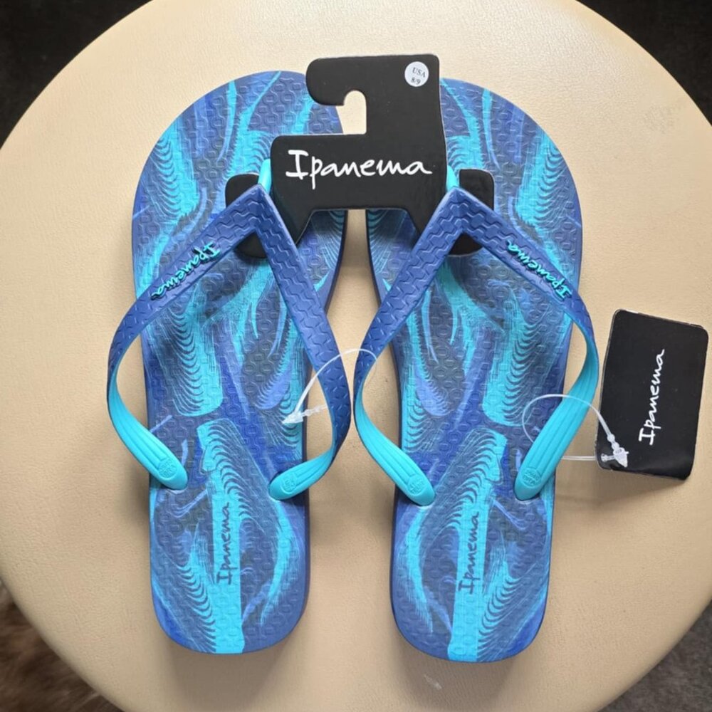NWT Ipanema Tricolor Unisex Flip Flops Made in Brazil 8/9 Women 10 Men Orig$79